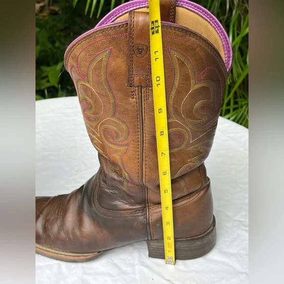 Ariat Hybrid Rancher Square Toe Cowboy Boots Women 10B Western Purple Embroidery - Picture 9 of 16